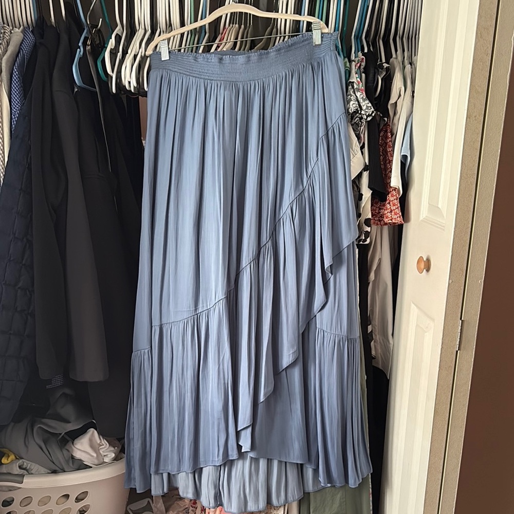 White House Black Market Blue Maxi A-Line Skirt